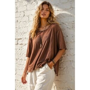 Vintage By J.J. Brown Tencel Short Sleeve Boxy Minimalist Top  Lagenlook Large